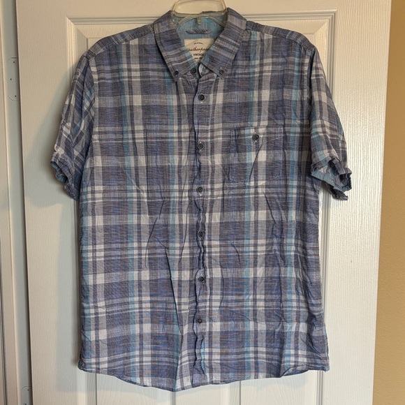 Weatherproof men’s blue short sleeve button down shirt size large - Picture 1 of 9